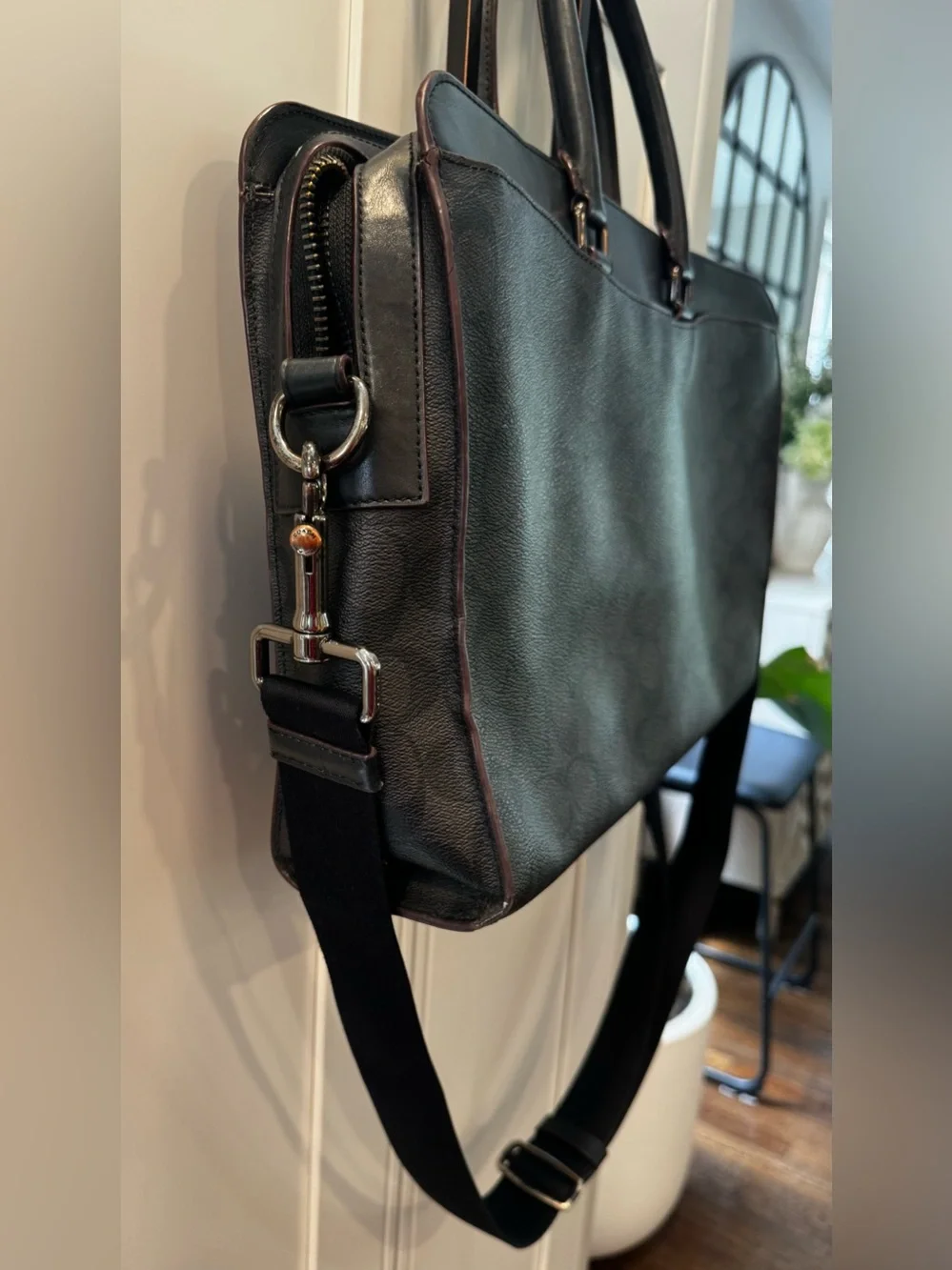 Coach Graham Slim Briefcase in Black Signature Canvas #589
